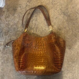 Brahmin Brown Croc-Embossed Shoulder Bag